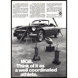 1974 MG MGB Convertible Roadster Vintage Print Ad Sports Tennis Golf Wall Art